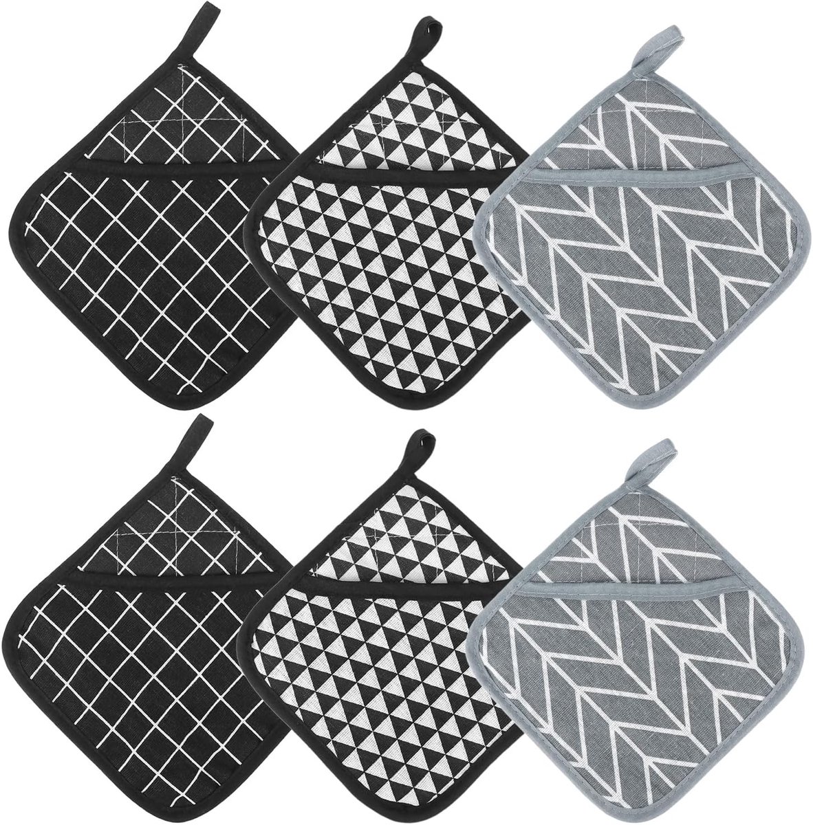 Pothouders 17 x 17 cm - katoen/polyester - hittebestendig tot 212 °C - ideaal voor koken - SnelShoppen