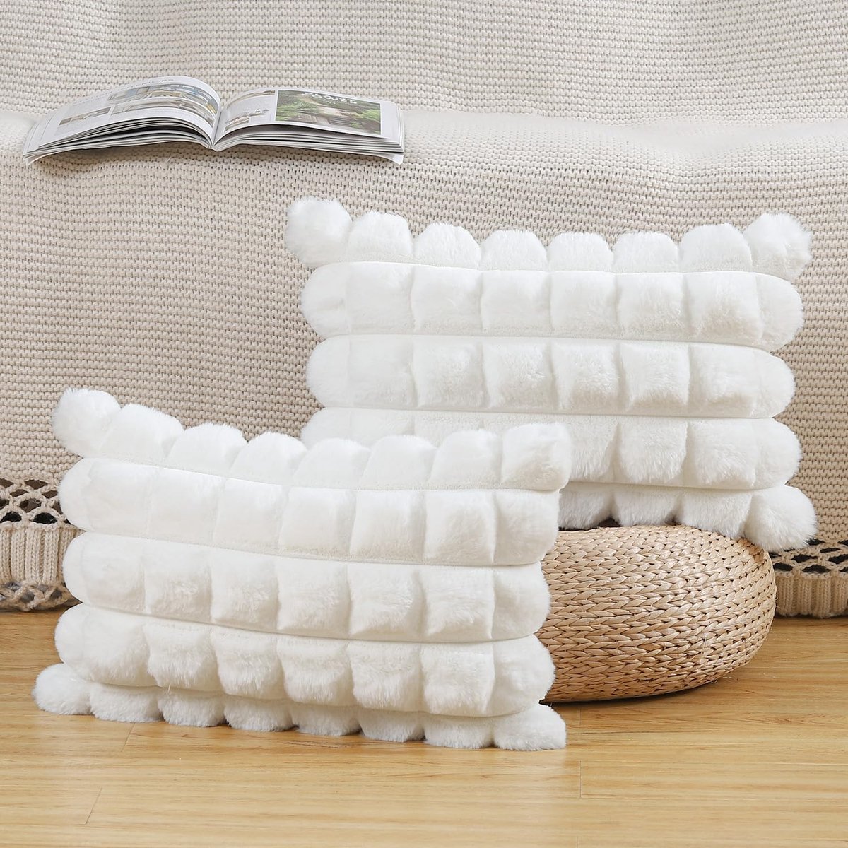 Decoratieve kussenslopen 40x60cm - Pluche nepbont - Zacht en comfortabel - Perfect voor sofa en slaapkamer - SnelShoppen