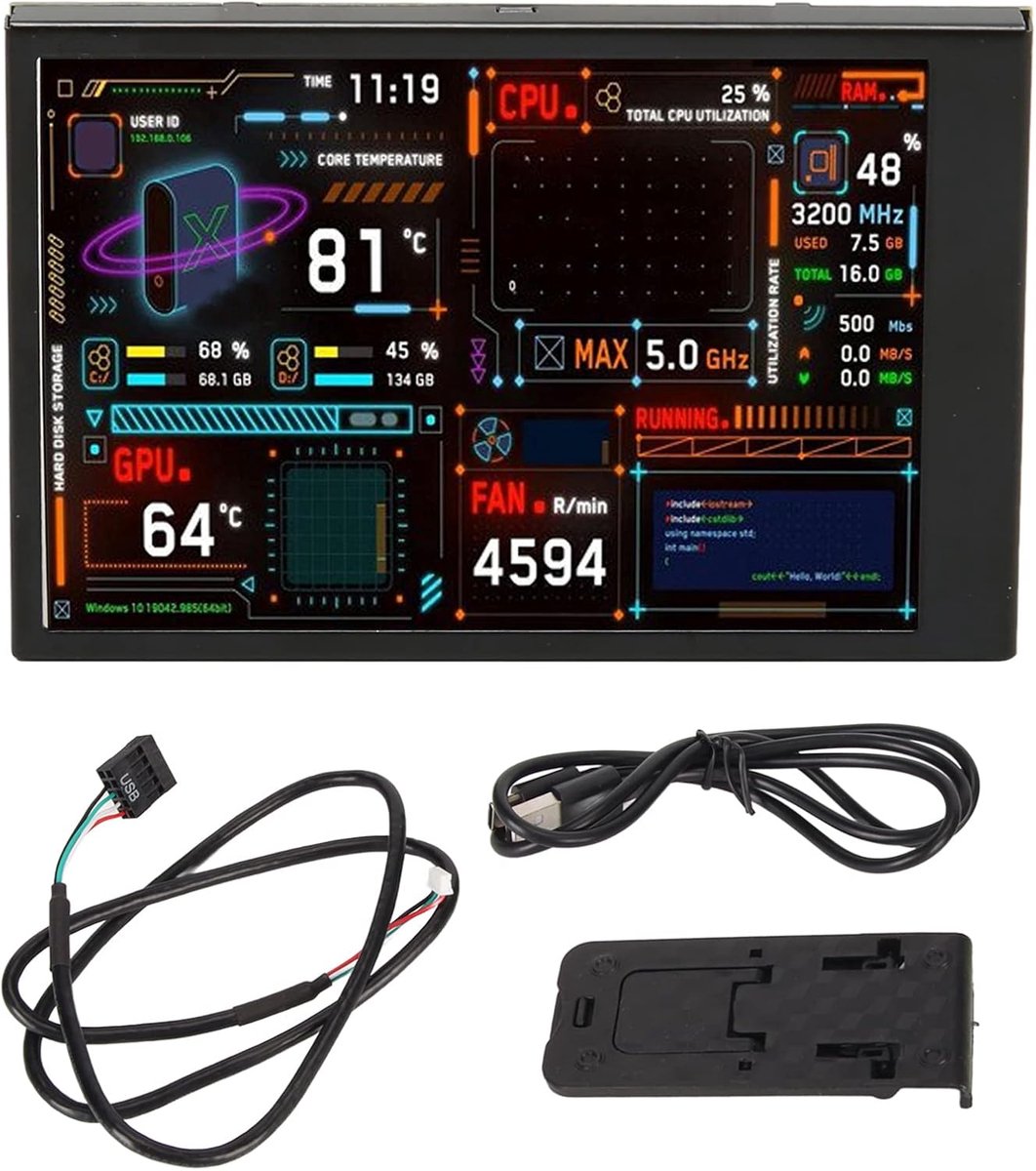 Computer temperatuurmonitor 3.5 inch IPS display - PC CPU, GPU, RAM, HDD dataweergave - SnelShoppen