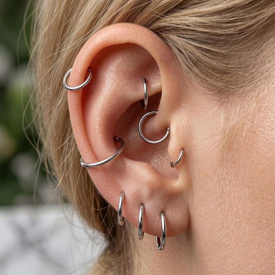 Neusring Hoep 20G 18G 16G 14G - Titanium Legering - Gehingd Kliksysteem - Perfect voor neuspiercings - SnelShoppen — afbeelding 4