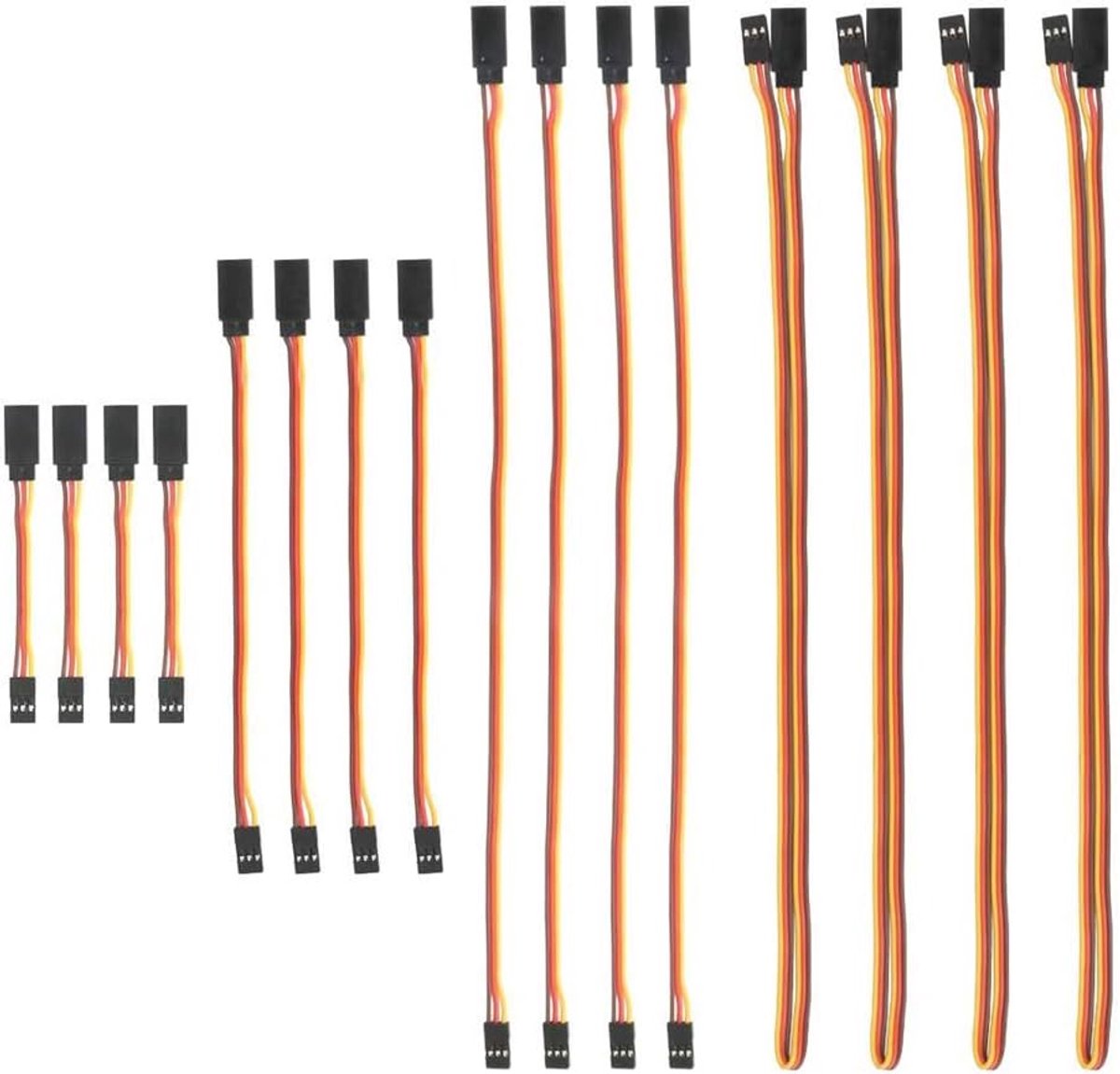 16 Stuks JR Style Servo Extension, Servokabels, 3-Pin Verlengkabel 22AWG 60 Cores Wire, voor Remote Control Aircraft, 75/150/300/500 mm