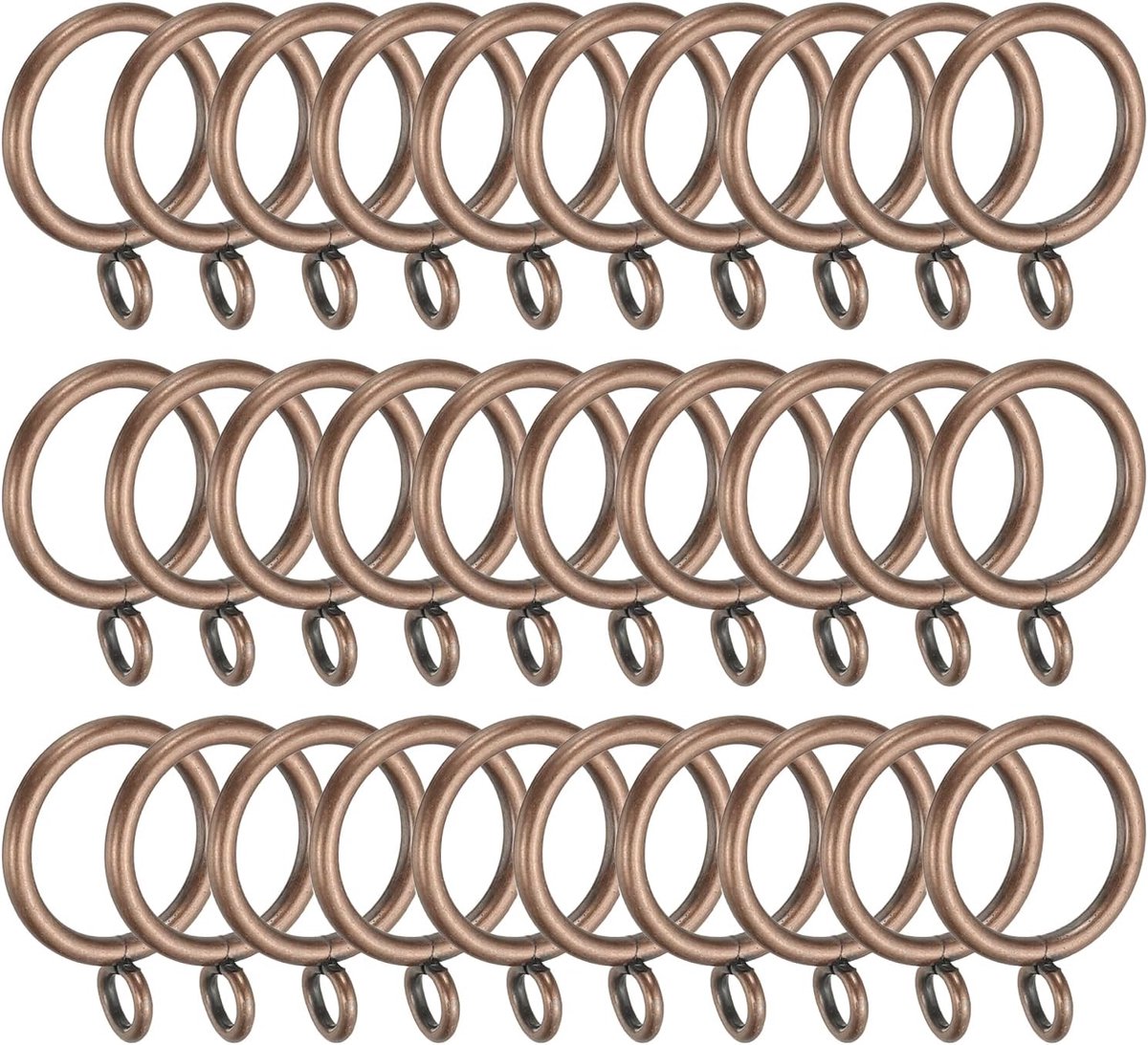 1 inch binnenste diameter gordijnroede ringen met ogen, 30 stuks metalen gordijnring voor gordijnroeden hoepelpennen, koperkleurig