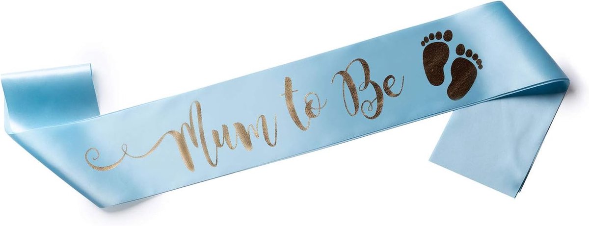 Sjaal Mum to Be blauw en goud voor de babyshower (Mum Blauw)