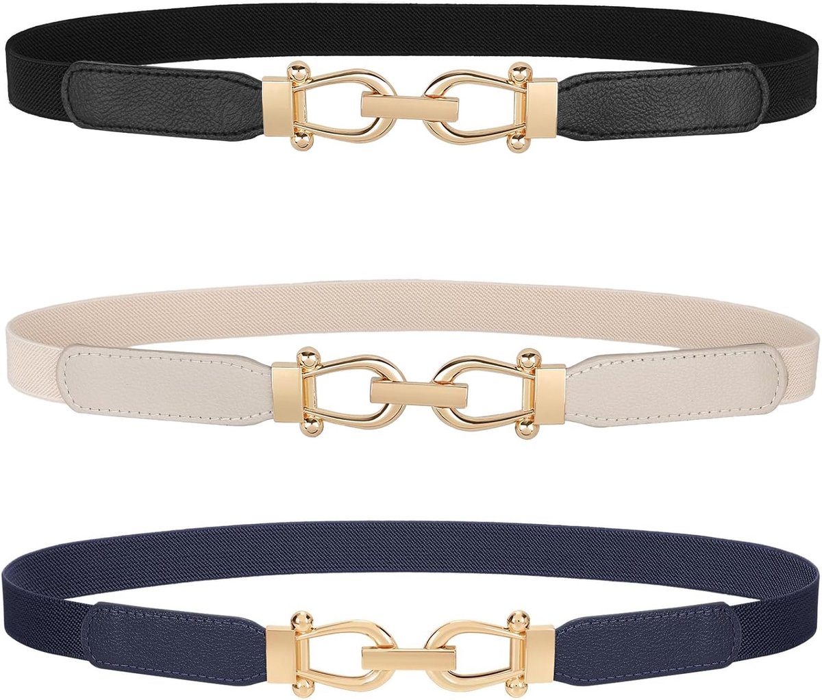 Dunne metalen riem voor dames, elastische metalen kettingriem voor jurk