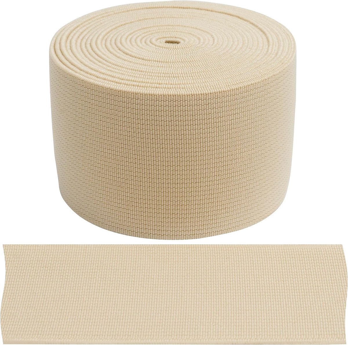 - C67413 - Elastisch vlak geweven band 3 m - breedte 50 mm - kleur beige - gemaakt van polyester en latex - confectie, kleinwaren, naaien, kleding, stoffen, riemen, broeken, rokken