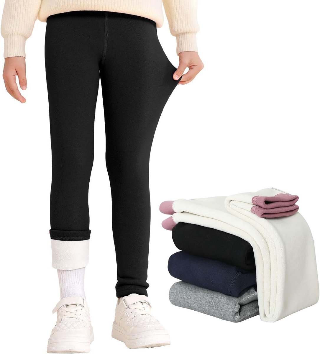 Leggings voor meisjes, katoen, dikke gevoerde thermische leggings voor kinderen, warm, winter, lange broek, maat 110-170