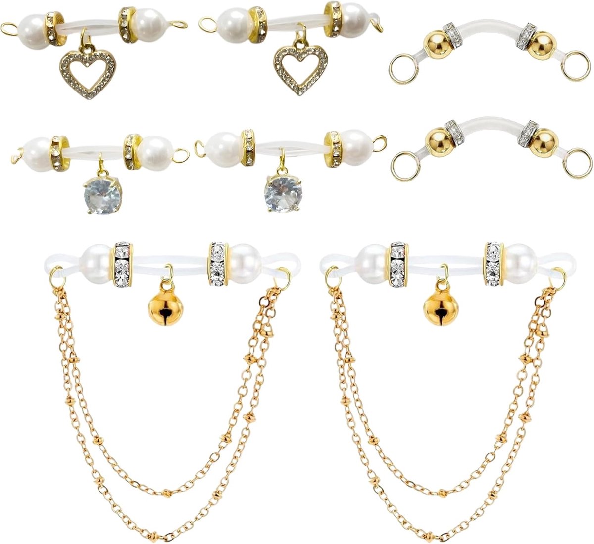 8 stuks tepelpiercings, koraalringen, zilver, valse tepels, verstelbaar, niet pierc met vlinderhanger, lichaamspiercing, voor dames (goudkleurig)