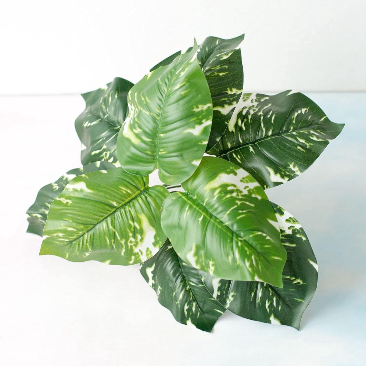 Palmboom 25 cm 9 hoofden Kunstmatige Monstera Boomplanten Huis Tuin Woonkamer Slaapkamer Balkon Decoratie Tropische Plastic Nep Planten Nep Planten (Kleur: Wit Luo Ye)
