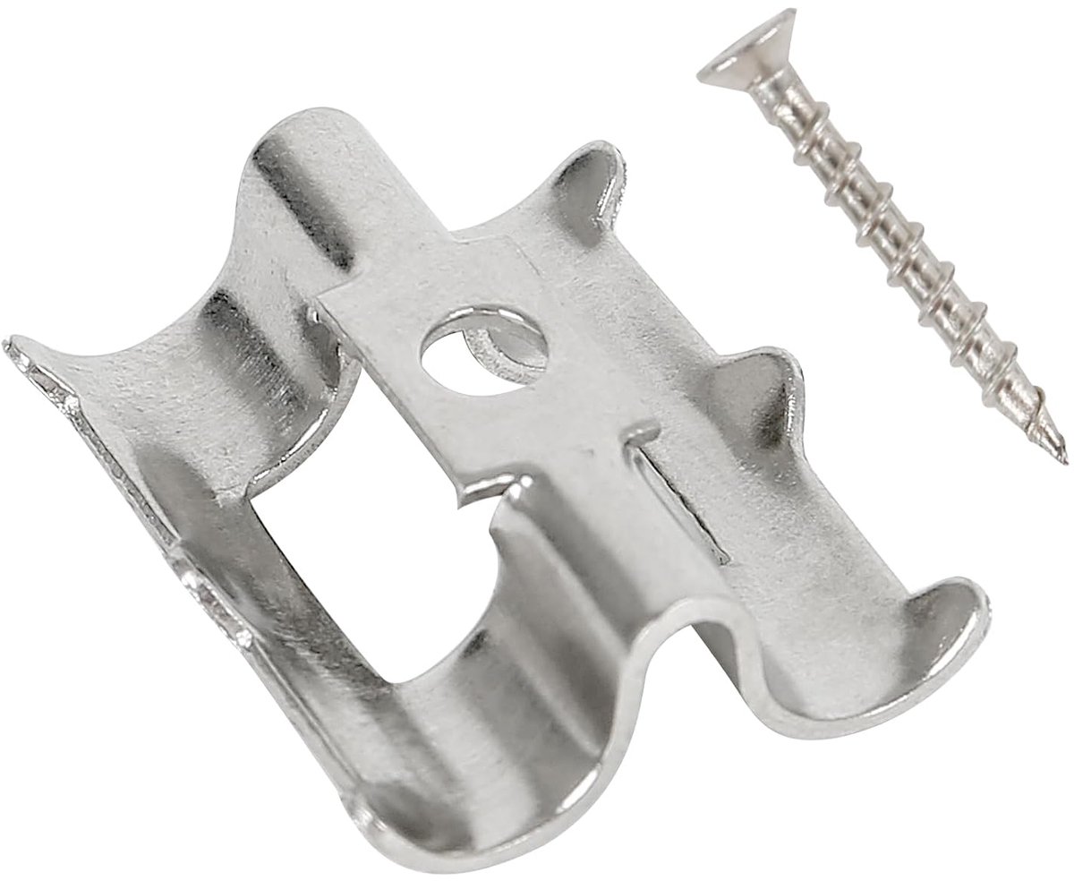 Bevestiging voor terrasschroeven, 7 mm, WPC-clips, roestvrij staal, verborgen afstandhouders, clips met schroeven, bevestigingsclips voor bamboehouten bodemsluiting (U-vormig met haak)