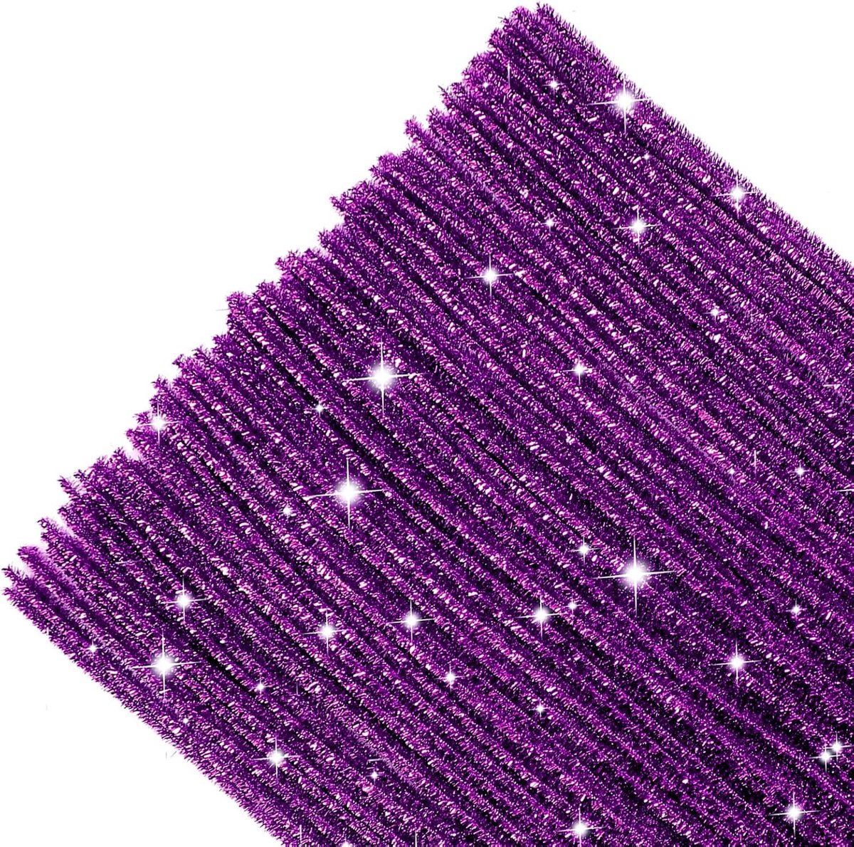 paarse glitter pijpenragers om te knutselen, 100 stuks, 30 cm, chenilledraad, buigpluche, lang en 6 mm breed, voor knutselen en decoreren