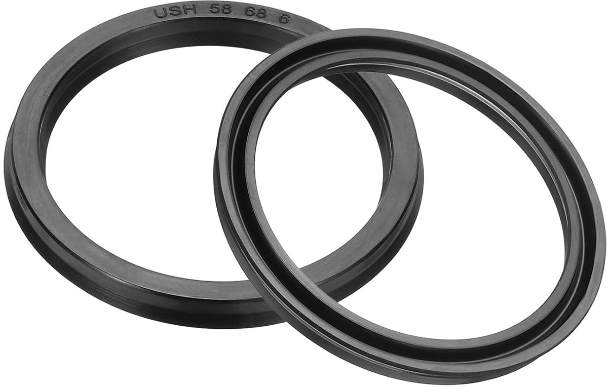Olieafdichting 58 x 68 x 6 mm, 2 stuks lipafdichtingen, nitrilrubberen afdekking, radiaalasschijf, afdichting voor cilinder, automobielmotor, afvoerschroef, zwart