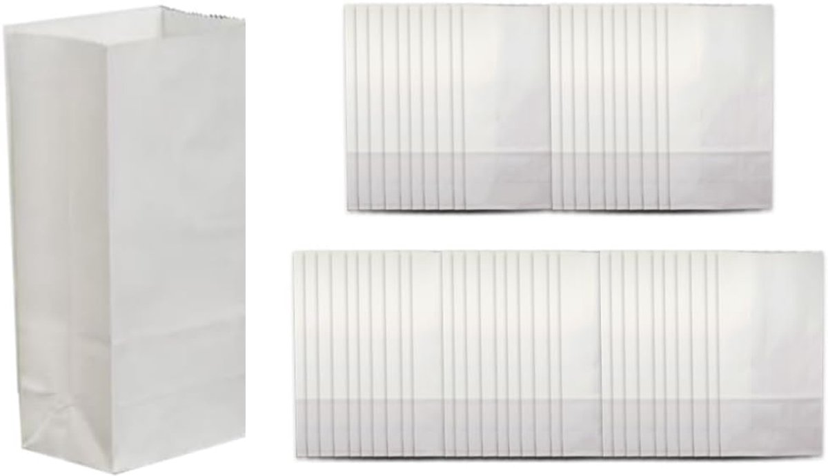 50 stuks witte papieren zakken voor verpakking, broodzakken, kleine zakjes voor snoep, leveringsbonnen, 18 * 9 * 5,5 cm
