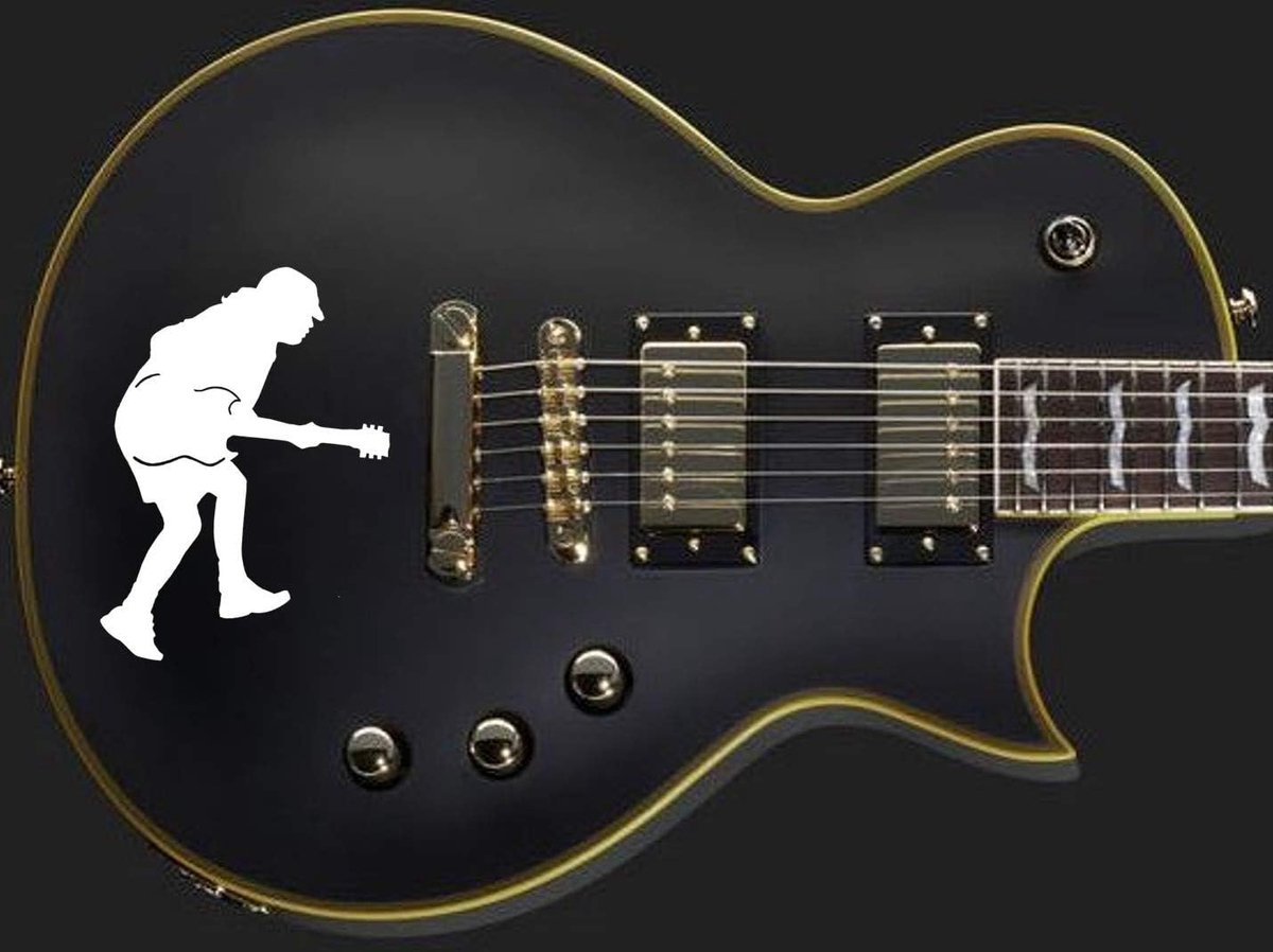 Young AC/DC sticker vinyl decoratie gitaar & bass sticker (wit)