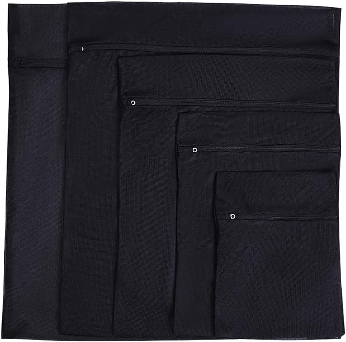 Waszakken, fijne mesh waszak, ritssluiting, beschermt de beste kleding in de wasmachine (zwart)
