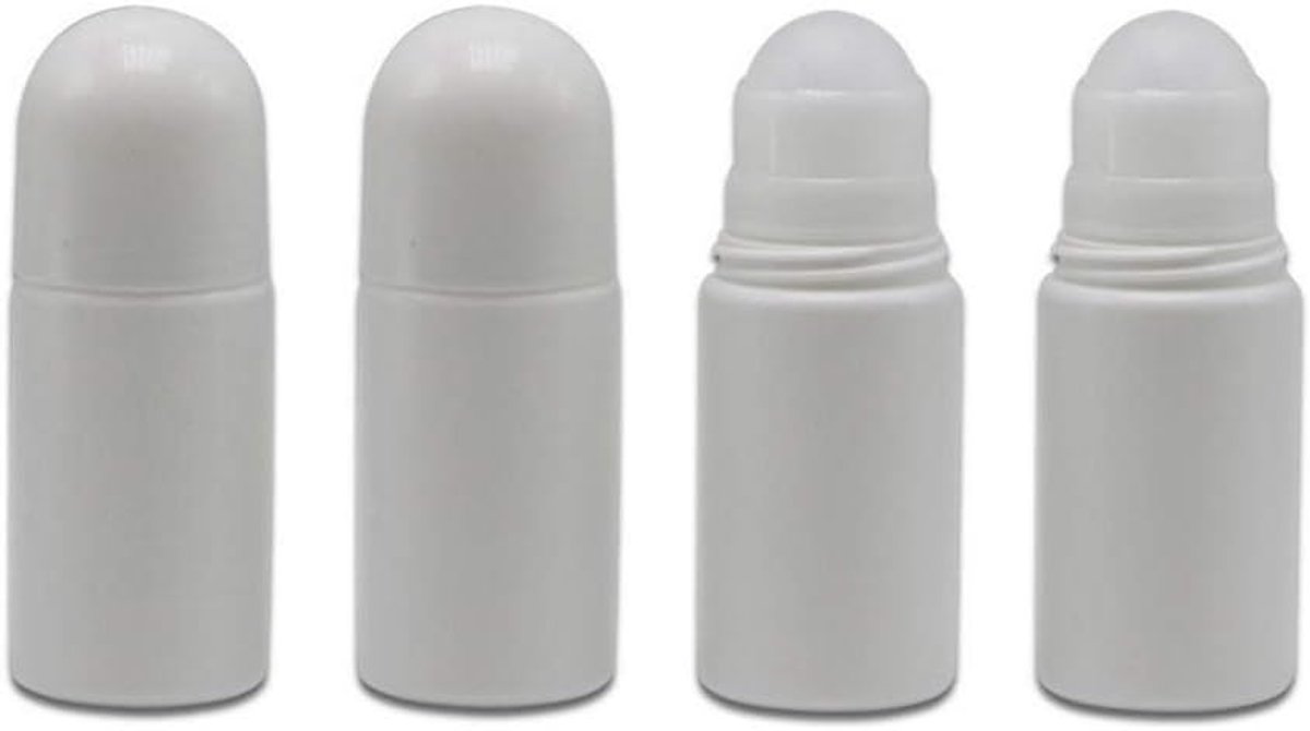 herbruikbare kunststof roll-on fles, 50 ml, lekvrij, deodorant, aromatherapie, geur, 4 stuks