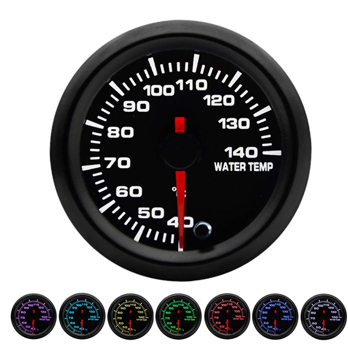2" 52mm Watertemperatuurmeter Auto Motor Digitaal Wit 7 Kleuren Indicator Licht Watertemperatuurmeter Elektrische Temperatuur Meter Gauge Rook Tint Len Wijzer