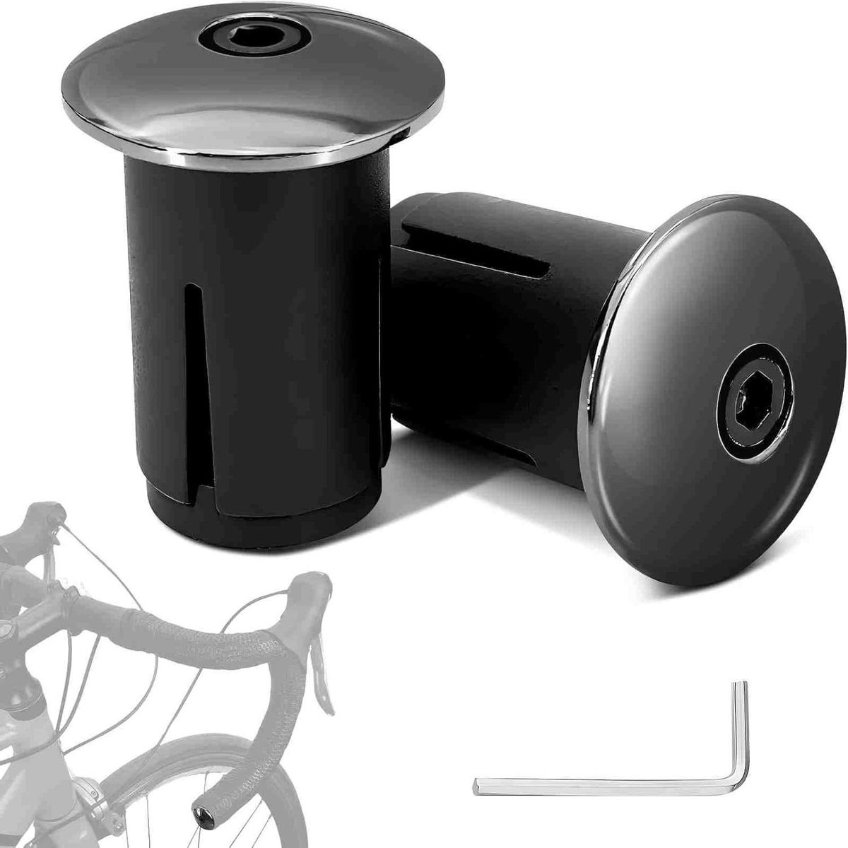 Stuurpluggen Racefiets - Stuuruiteinden Fiets - Fiets Beschermen - Duurzame Aluminium - 2 stuks - Zwart