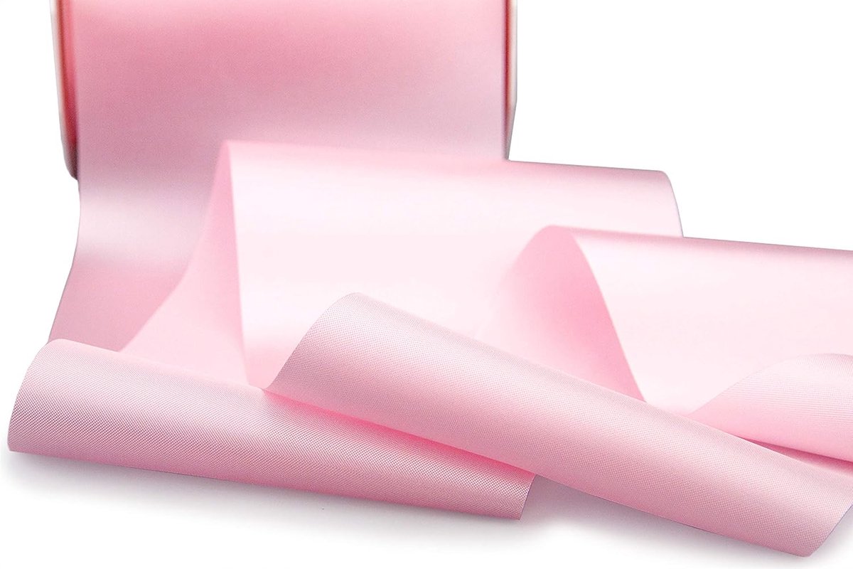lint SOPHIE lichtroze (604) satijnen tafelloper, lint zonder draad, breed zacht lint, tafeldecoratie, cadeaulint met eenzijdige glans, 3 m x 112 mm