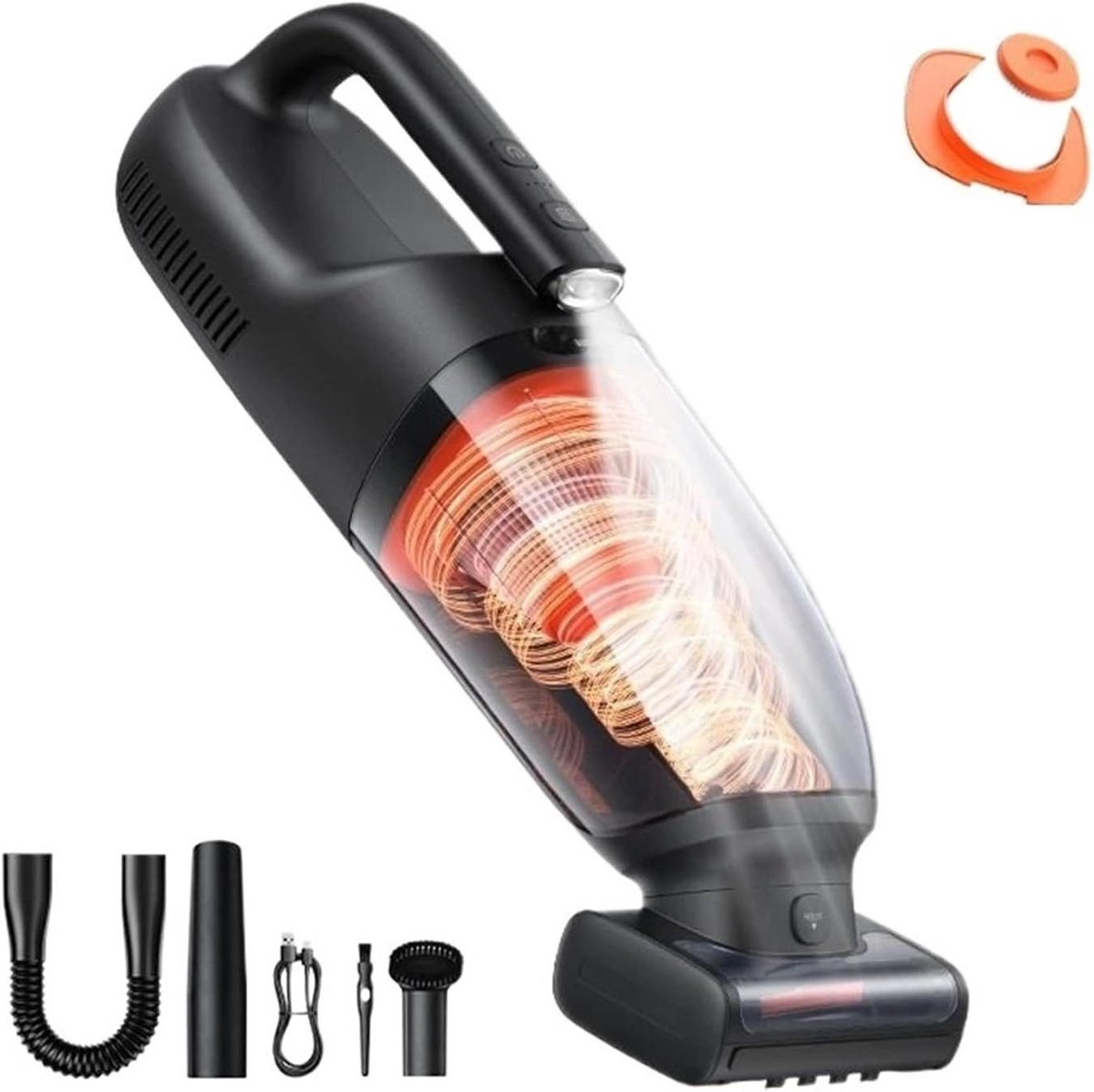 Draadloze Kruimeldief - Handstofzuiger Auto - Huis Dierenharen Verwijderen - Elektrische Rubberen Rollerborstel - 1000 ml - Kosmisch Zwart