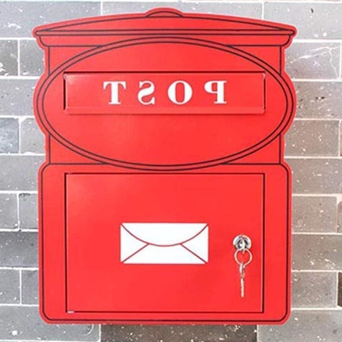 Brievenbus Muur - Postbus Pakketbus - Veilig Post Ontvangen - Afsluitbare Deur - 319 x 15 x 395 cm - Rood