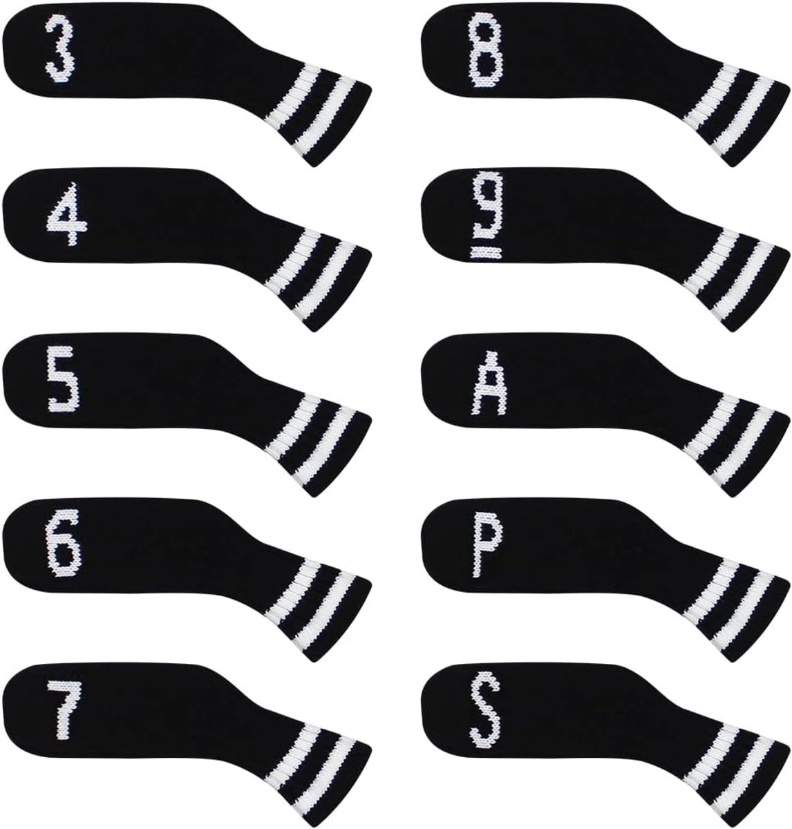 Edward 10 stuks golfclub hoofddeksels voor ijzer, schattigheid, sokken, vorm, wasbaar, duurzame golfclub, hoofdbescherming, dubbelzijdig gebreid voor alle merken, Callaway, Ping, Taylormade