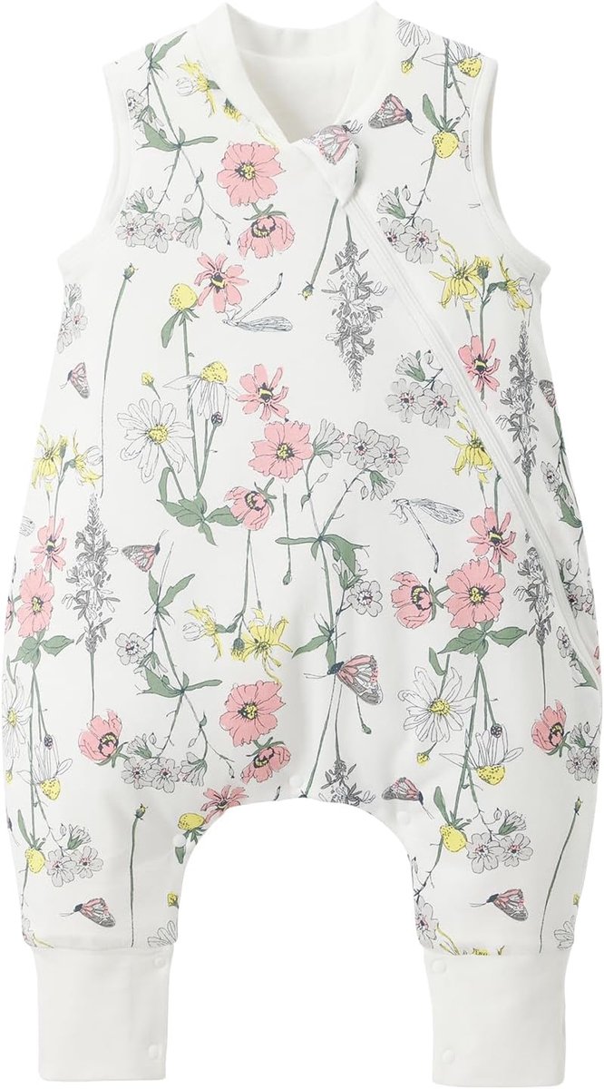 Slaapzak met voeten 1.5 TOG - 100% katoen - voor peuters 3-4 jaar - bloemenprint - SnelShoppen