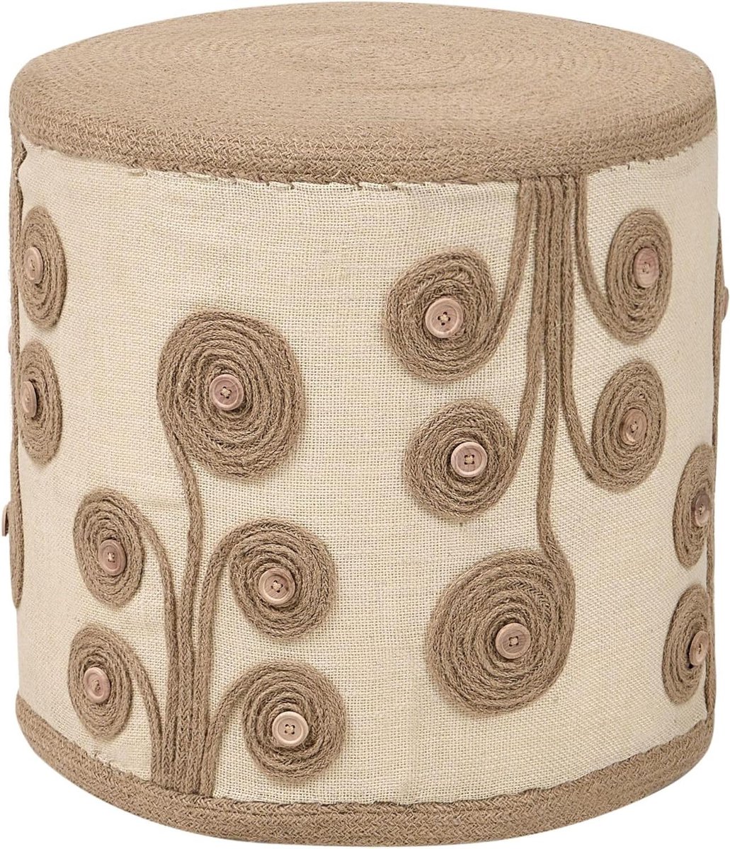 Ronde Poef - Voetenbankje Zetel - Woonkamer Decoratie - Lichtgewicht EPS Vulling - 40x40x40 cm - Beige Wit