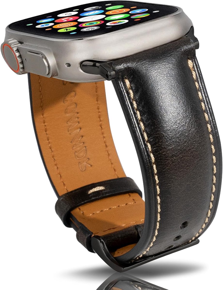 Leren Horlogeband 38mm 40mm 41mm 42mm 44mm 45mm 49mm - Waxolie Behandeld Leer - Voor Dames en Heren - SnelShoppen