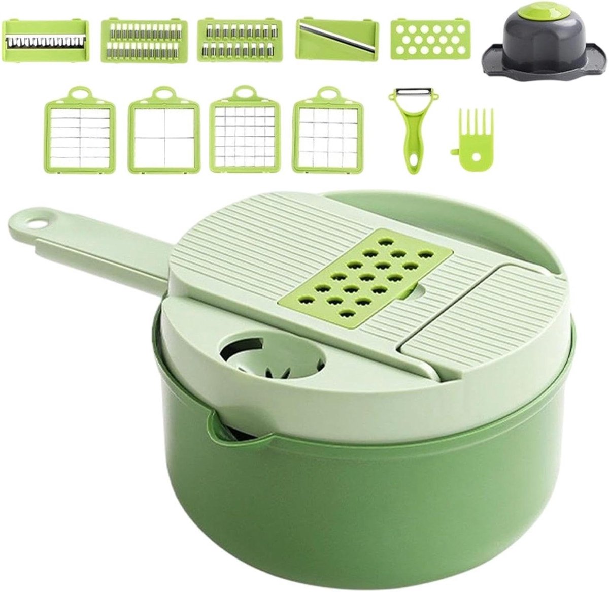 Groentehakker en Snijder - Groente Hakker Aardappelsnijder - Maaltijden Voorbereiden - 16-in-1 Systeem - 20 x 20 x 13 cm