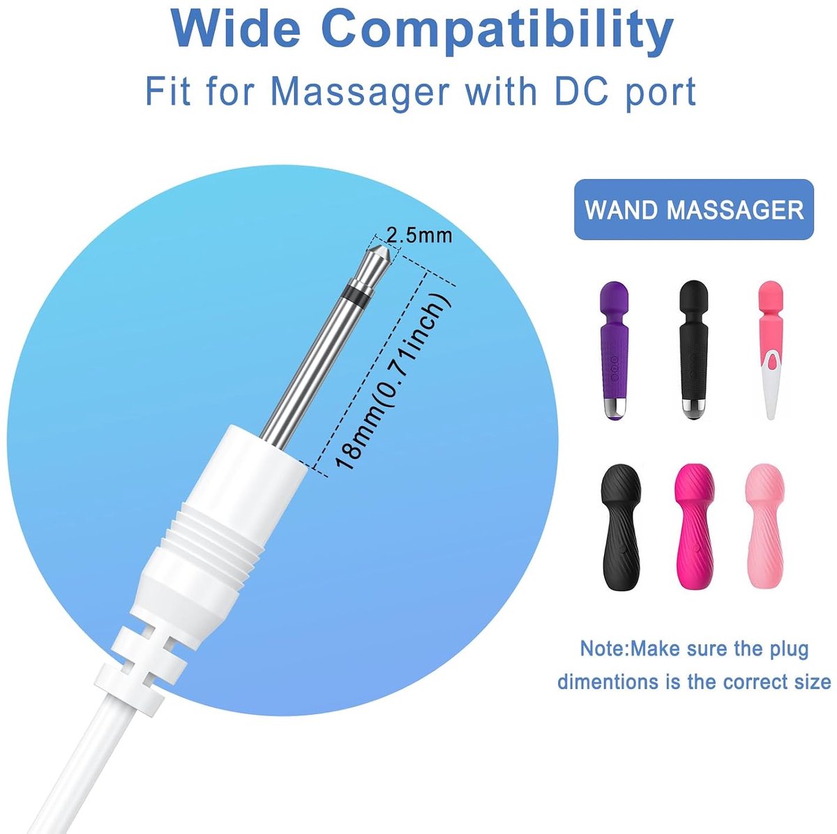 USB DC-kabel 2,5 mm - oplaadkabel - snellader - voor massagespeelgoed (2 stuks) - ShopVlot