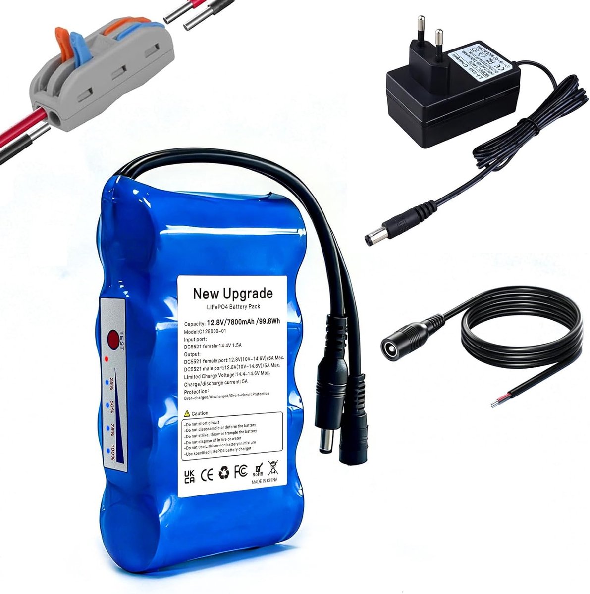 LiFePO4 Accupack 7800mAh - 12.8V Lithium-Iron Fosfaat - 3000+ Oplaadcycli - Ideaal voor LED Strips en CCTV - ShopVlot