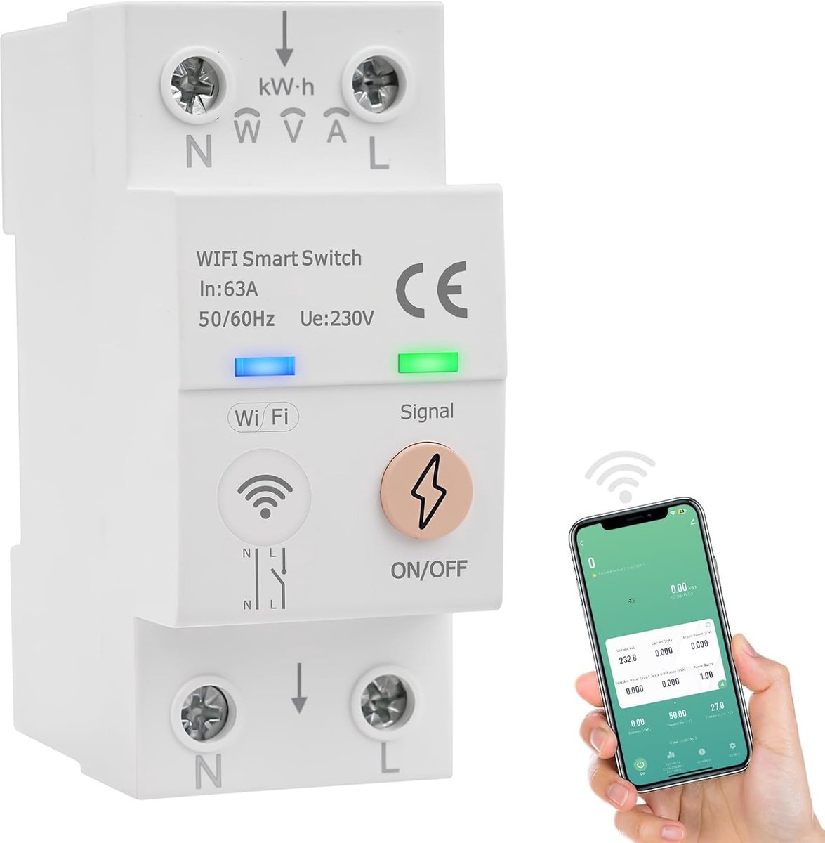 Power meter wifi 63A - slimme meter - met spraakbesturing - real-time energie monitoring - ShopVlot