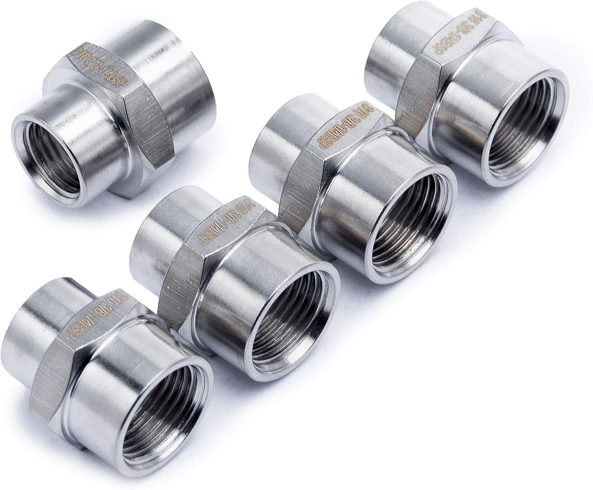BSP pijpfitting 3/8" x 1/4" - roestvrij staal 316 - female BSPP - ideaal voor boot brandstof en lucht - ShopVlot