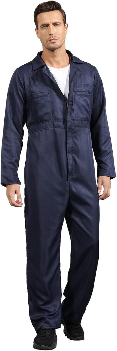 Michael Myers kostuum, blauwe overall voor heren, volwassenen, Halloween-kostuum, cosplay, blauw, marineblauw