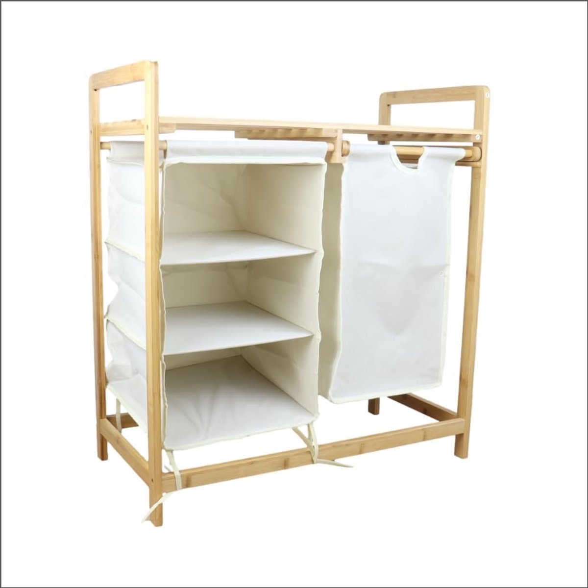 Wasmand 77x69,5x38cm - Bamboo - Houten ontwerp - Perfect voor badkamerorganisatie - SnelShoppen