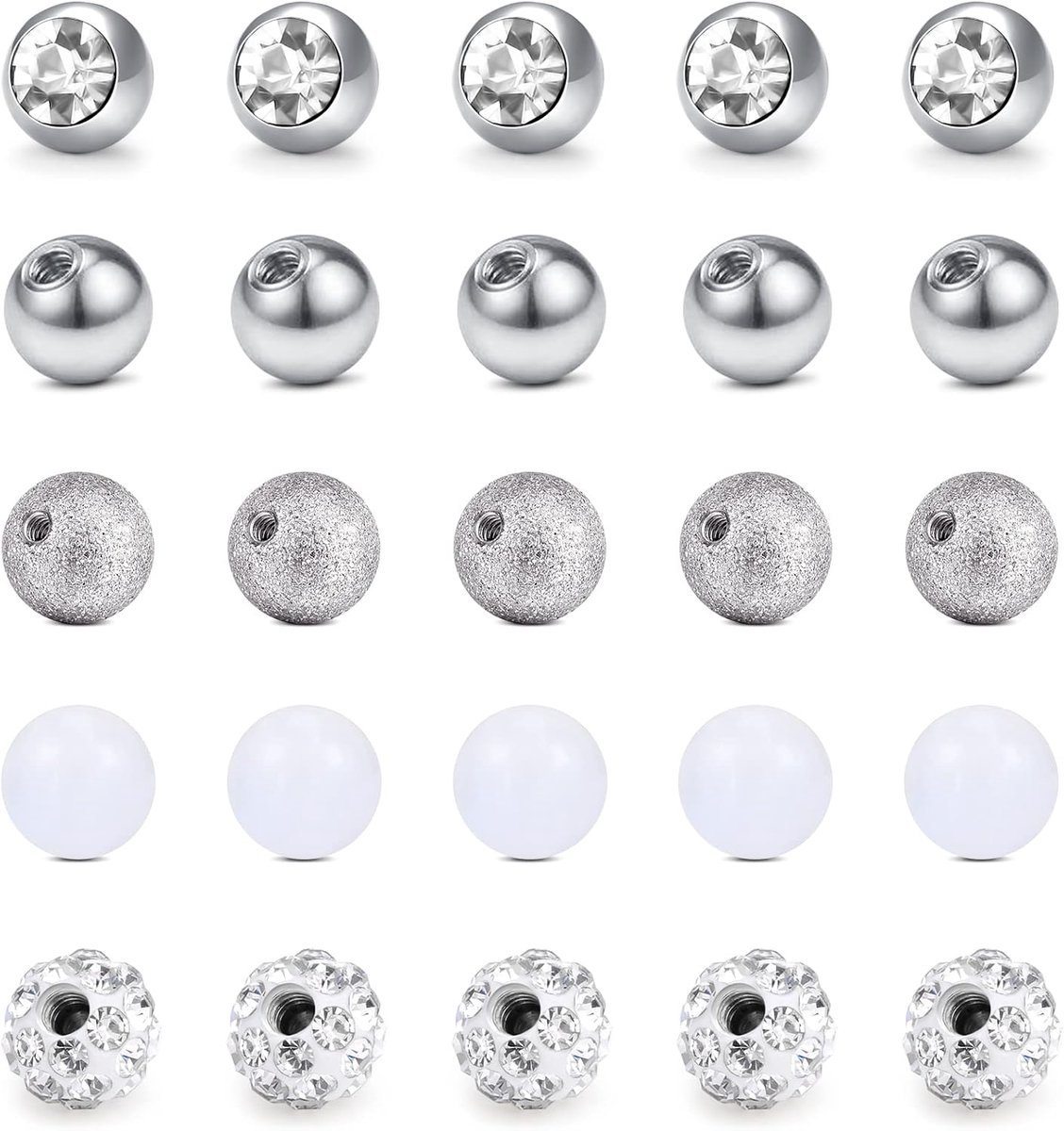 1.2mm Piercing Vervanging Ballen voor Tragus Helix Kraakbeen Oorbellen Ballen Lip Labret Wenkbrauw Piercing Ringen Studs 16G 3mm