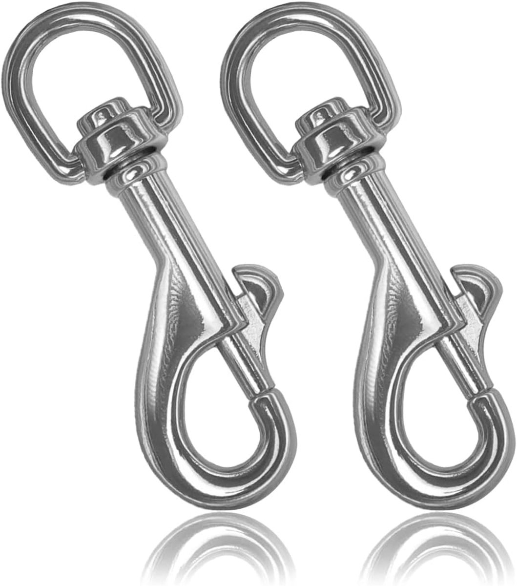 Karabijnhaak met draaischarnier in set, boutkarabijnhaak voor hondenhalsband, stalen karabijnhaak, voor Paracord 550 hondenriem, klikkarabijnhaak, draaikop, zinklegering, metalen design