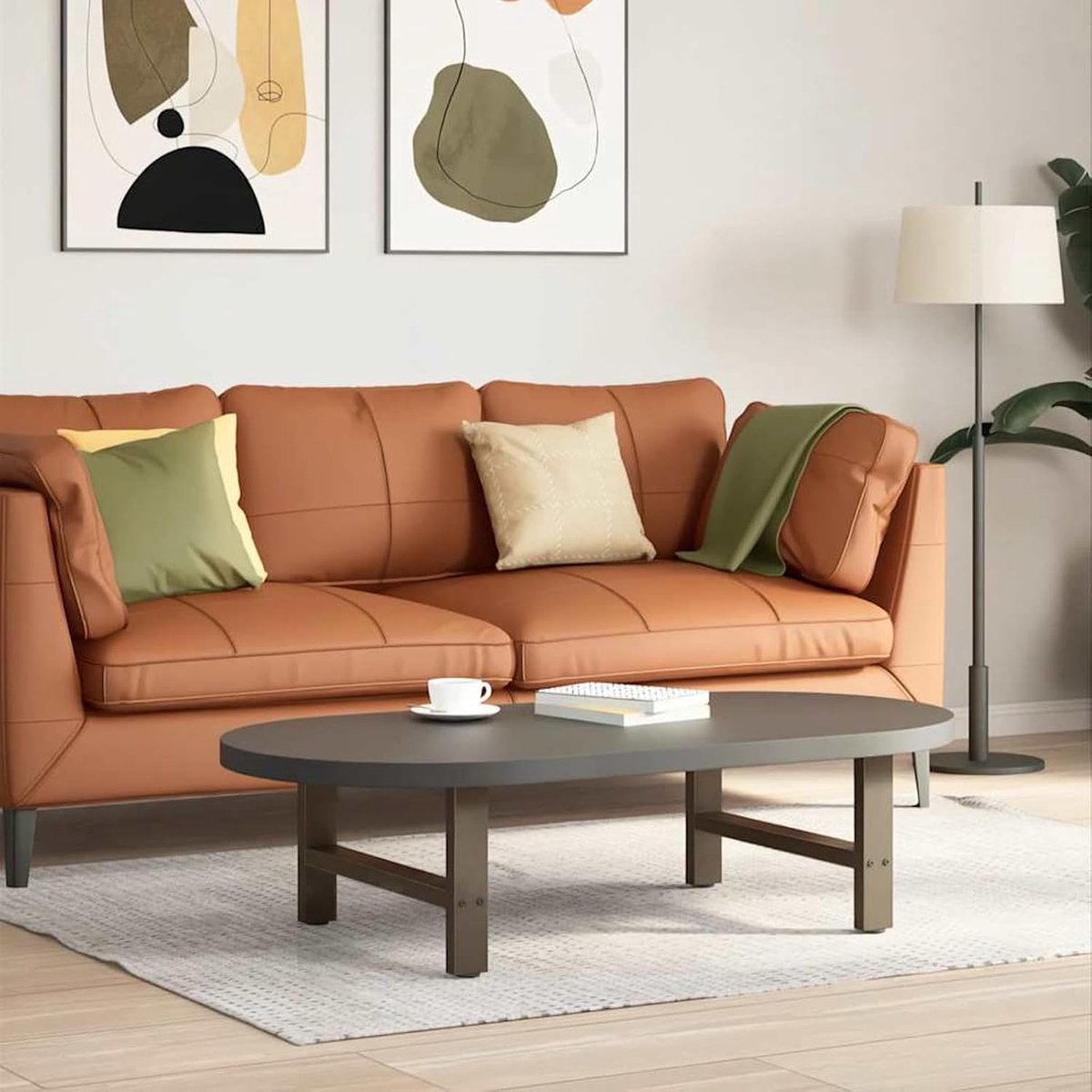 Poten, 2 stuks, verstelbaar met nivelleringspoten, gepoedercoat staal, natuurlijk staal, 70 × 30 cm, voor individuele salontafel