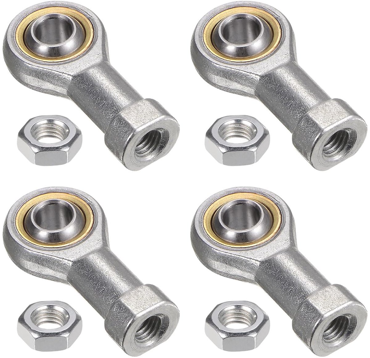 4 stuks scharnierlagers Si8T/K 8 mm met binnendraad M8 x 1,25 links, gietijzeren behuizing en borgmoer inbegrepen