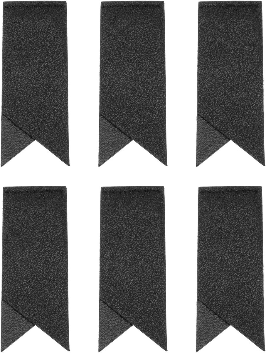 6 stuks leren bladwijzers, klassieke genaaide bladwijzers, zijmarkers voor boeken, lezen, boekenliefhebbers, schrijvers, accessoires voor mannen en vrouwen, leraren, zwart