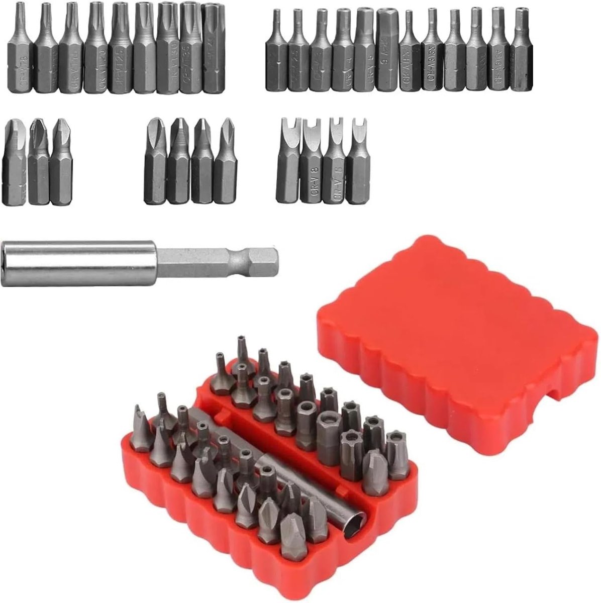 stalen torx-zeskant sterbits | Chroom-vanadium, met verlengstang en houder, voor doe-het-zelvers, computers, telefoons