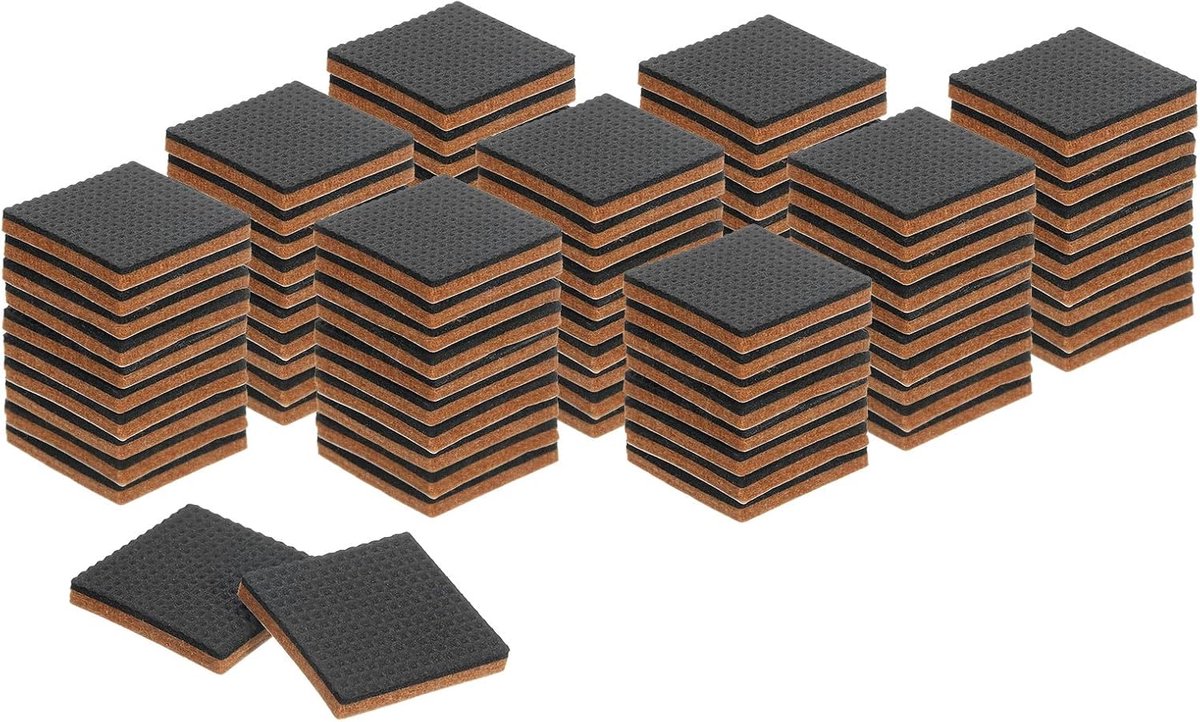 90 stuks meubelonderleggers van vilt en EVA voor meubels 1 3/8 inch (35 mm) vierkante vloerbescherming van hout zelfklevend ter bescherming van massief houten vloeren bruin + zwart