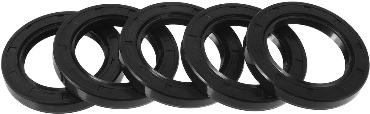 TC Universele olieafdichting, dubbele lip met stalen afdichtring, met rotatieveer, 35 x 52 x 7 mm, hoge druk, NBR-rubber, zwart, 5 stuks