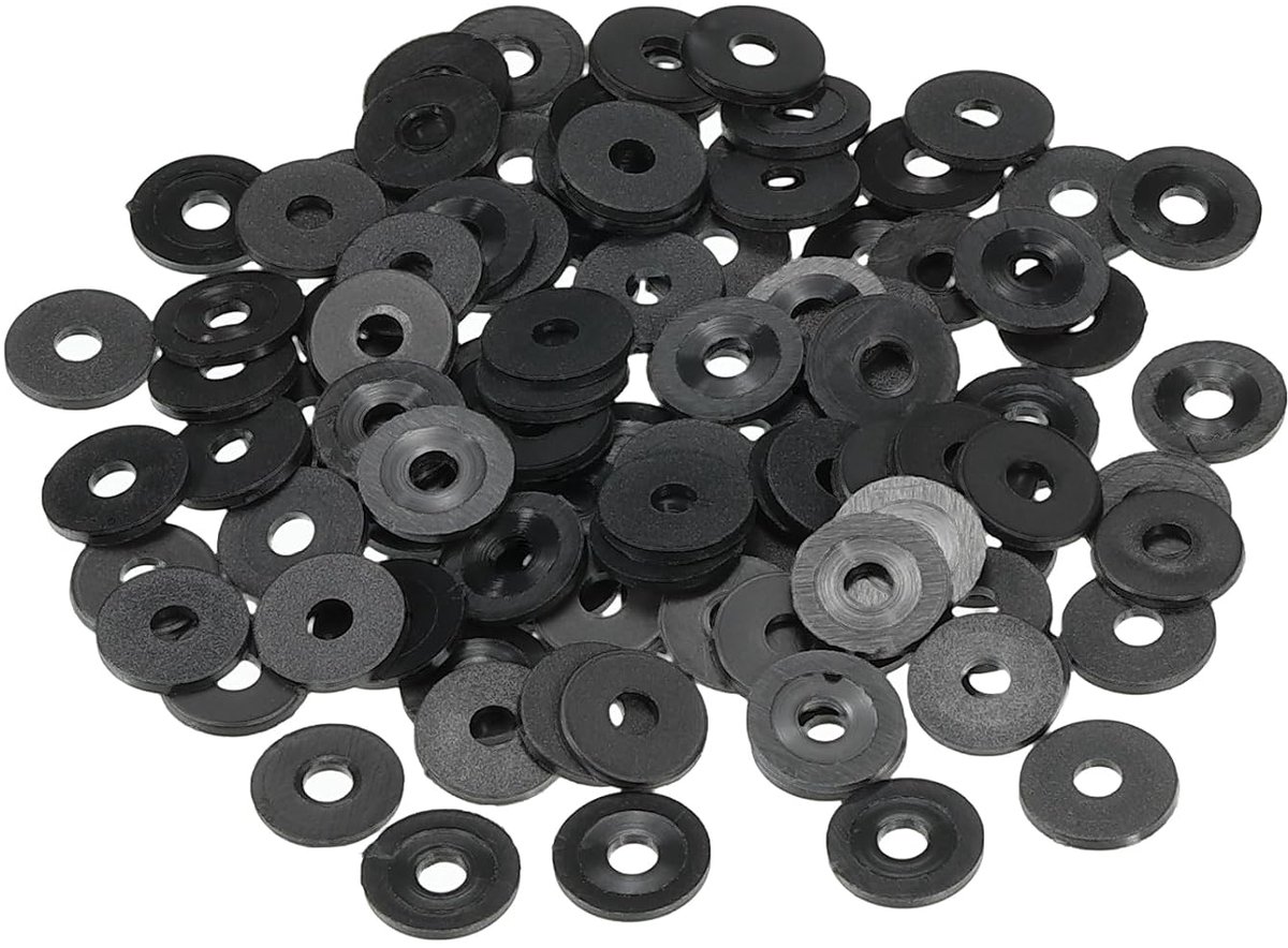 M3 nylon platte sluitring, 200 stuks 3 mm ID 10 mm OD 1 mm dikke afdichtingsring voor kraan, slang, water, slang, bevestiging, bout, zwart