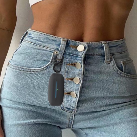 hoes voor Beats Fit Pro tas, stootvaste beschermhoes en huid beschermende case cover met karabijnhaak (zwart) — afbeelding 4