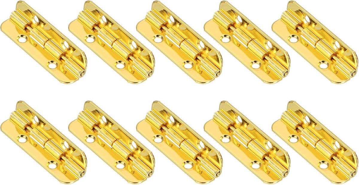 Scharnieren met vlinder, 90 graden, scharnieren voor juwelendoos, scharnieren voor deur, kast, schroeven, 40 x 10 mm, goud, 10 stuks