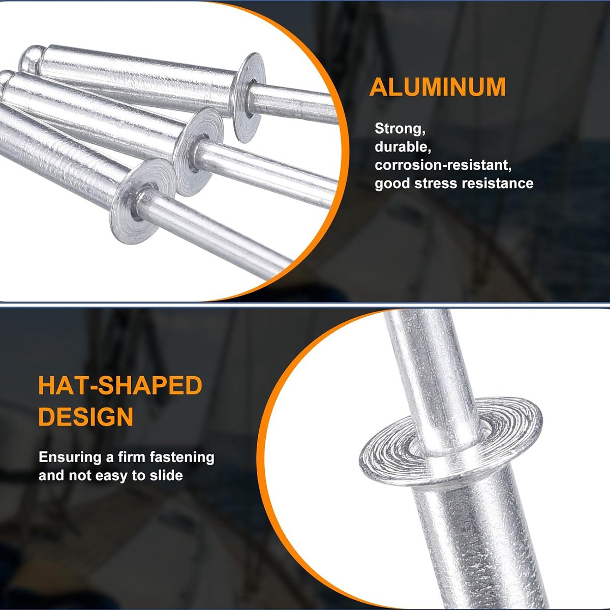 100 stuks 5/32 inch x 1/2 inch blindklinknagels van staal met verzonken kop van aluminium voor zijdelingse opening voor doe-het-zelvers, plaatreparaties, autoreparaties, meubels, boten en