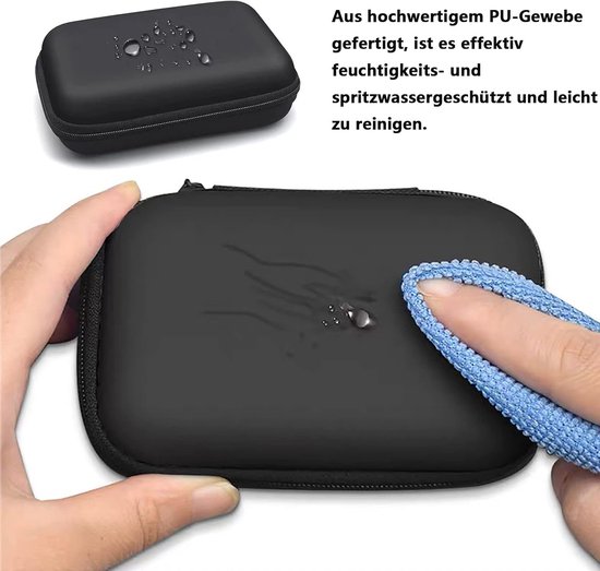 beschermhoes voor in-ear hoofdtelefoon, 14 x 10 x 4 cm, met 1 binnenvak voor 2,5 inch MP3-speler, hoofdtelefoon, USB-kabel, sleutel en kaart — afbeelding 3