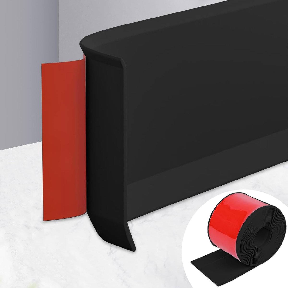 Zachte plint, zelfklevend, pvc-plint, zelfklevend, plint keuken, 15 cm x 3 m, wandafsluitstrip keuken, decoratieve overgangsrail voor woonkamer, slaapkamer (zwart)