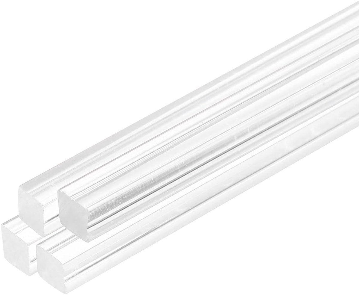 4 stuks vierkante acrylstaven, 1/2" x 10" heldere acrylstaven, acryl kunststof staven, strips voor doe-het-zelf knutselen, verlichting, tuindecoraties, 12 mm x 250 mm